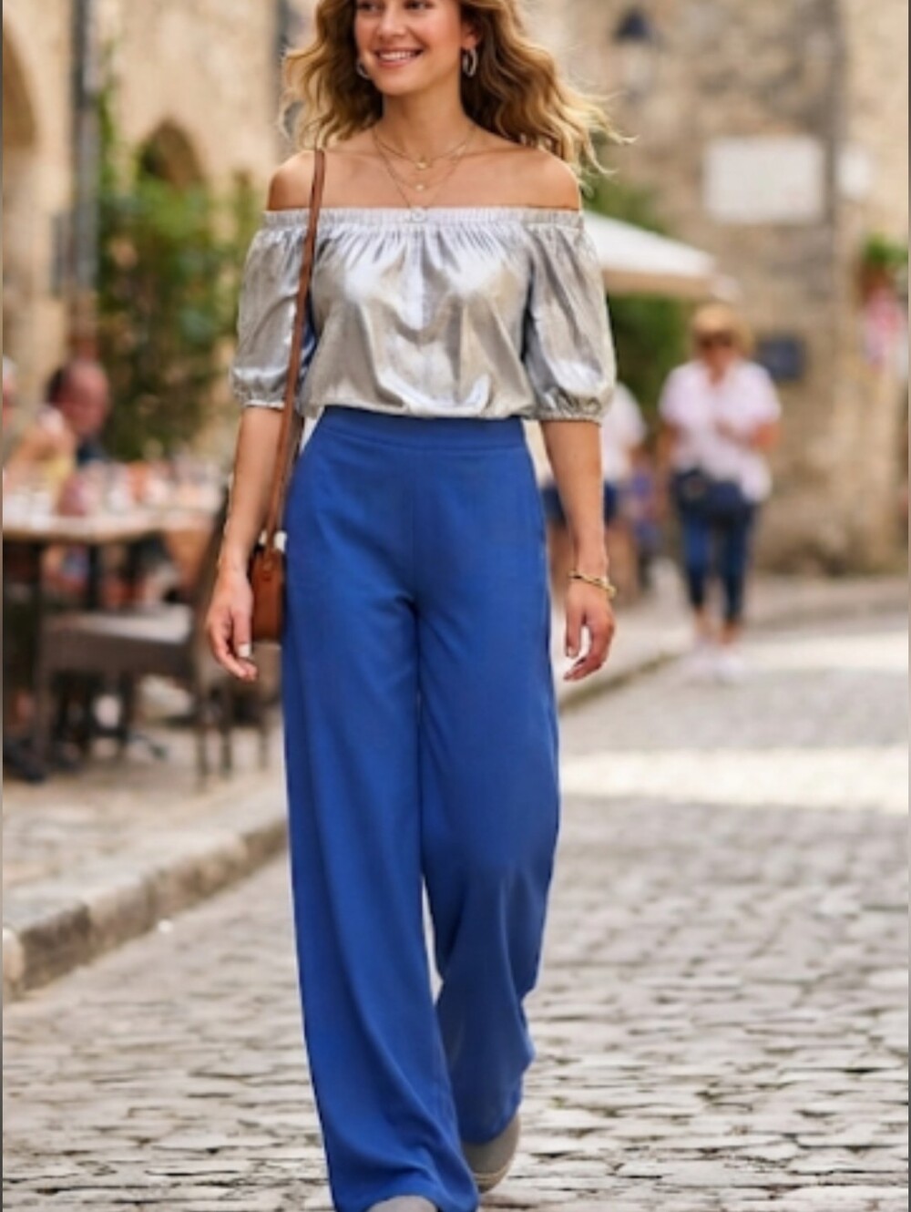 Truth By Republic Wide-Leg High-Waist Blue Palazzo Pants, Sz 6